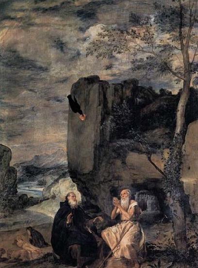 VELAZQUEZ, Diego Rodriguez de Silva y St Anthony Abbot and St Paul the Hermit France oil painting art